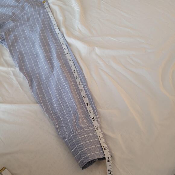 Ermenegildo Zegna Shirt Mens 17 43 Blue White Plaid Regular Fit Business Career - Picture 15 of 16